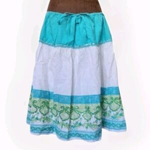 Y2K Style Skirt Low Rise Cotton‎ Sequin Bohemian Fairy Whimsy Size 11 Tie Waist